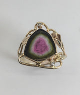 juicy watermelon tourmaline ring in 14K yellow gold
