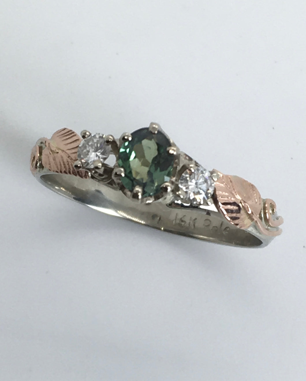 Alexandrite Ring in White and Rose Gold