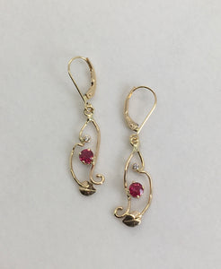 Bermuse ruby and real diamond dangle earrings