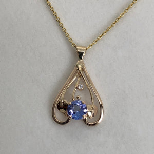 Tanzanite and Diamond Inverted Heart Pendant