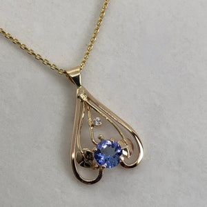 Tanzanite and Diamond Inverted Heart Pendant