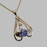 Tanzanite and Diamond Inverted Heart Pendant