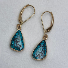 Load image into Gallery viewer, rich deep blue and black spiderweb turquoise earrings
