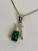 Load image into Gallery viewer, blue green tourmaline and diamond pagoda pendant

