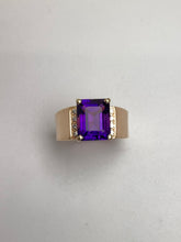 Load image into Gallery viewer, Emerald Cut Amethyst Wide Band Ring
