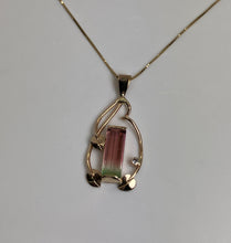 Load image into Gallery viewer, Watermelon Tourmaline 3-Leaf Pendant
