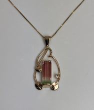 Load image into Gallery viewer, Watermelon Tourmaline 3-Leaf Pendant
