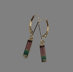 Watermelon Tourmaline Gumdrop Earrings