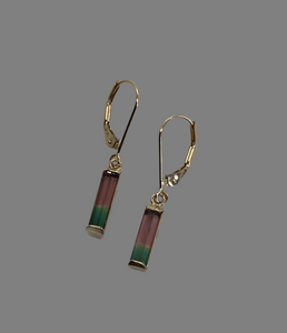 Watermelon Tourmaline Gumdrop Earrings