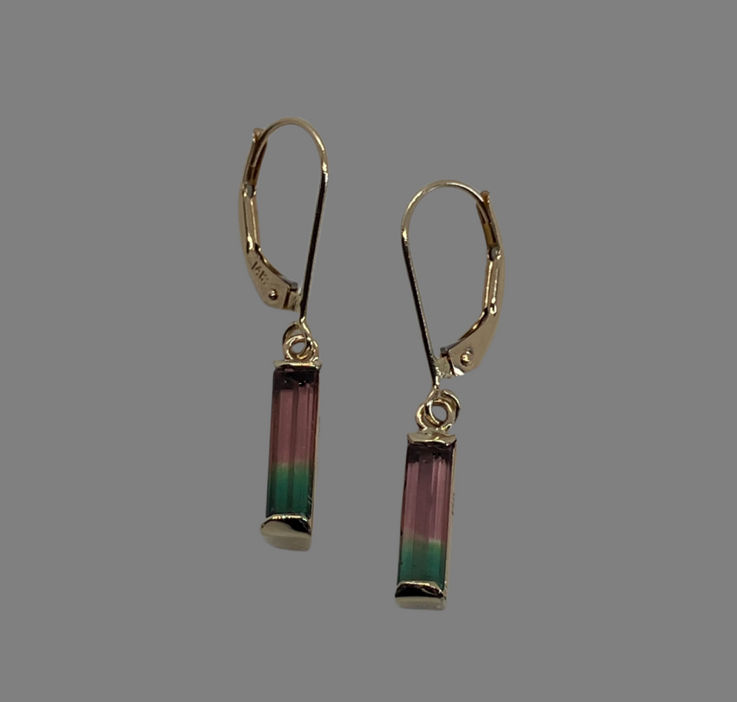 Watermelon Tourmaline Gumdrop Earrings