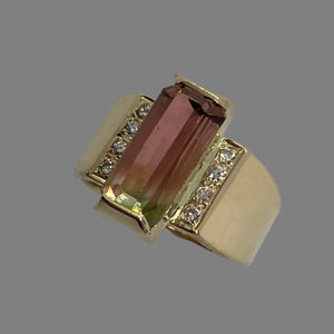 Watermelon Tourmaline Wide Band Ring