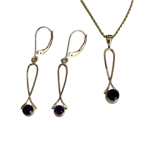 Amethyst Exclamation Point Pendant and Earrings Set