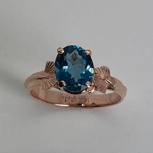 London Blue Topaz Ginkgo Ring