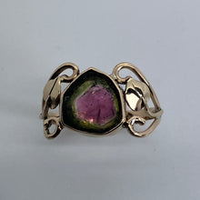 Load image into Gallery viewer, organic shape natural watermelon tourmaline with red center and green rind
