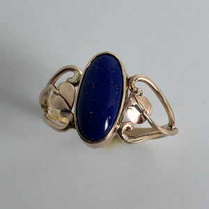 Lapis Lazuli Open Heart with Leaves Ring