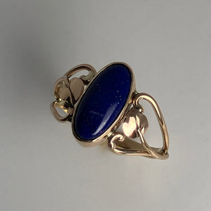 Lapis Lazuli Open Heart with Leaves Ring