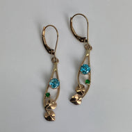 Blue Zircon and Tsavorite Garnet Earrings