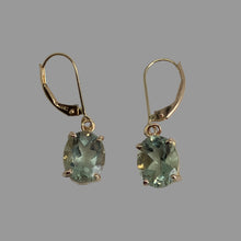 Load image into Gallery viewer, clear faceted prasiolite ovals, prong set in 14K gold eurowires
