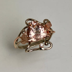 Morganite Trillion 2-Tone Ring