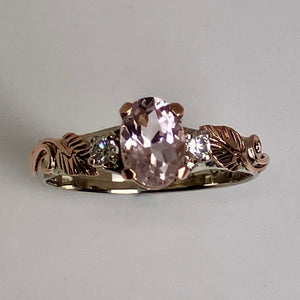 Morganite and Diamond 2-Tone Ring