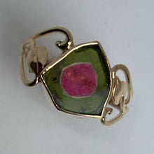 Load image into Gallery viewer, Watermelon Slice Open Heart with Leaves Ring
