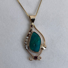 Load image into Gallery viewer, luxurious turquoise pendant with diamonds and garnets
