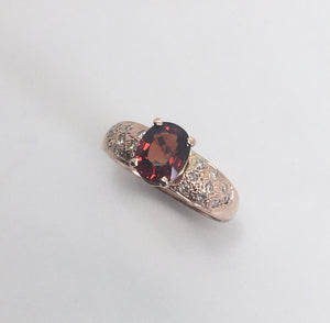 Red Spinel with Pavé Diamonds Ring