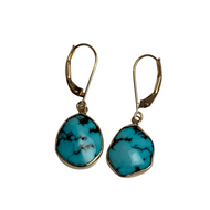 Spiderweb Turquoise earrings in 14K gold bezels