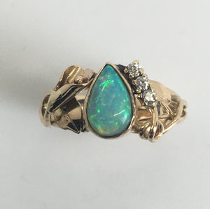 Opal Calla Lily Ring with Diamonds