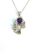 Load image into Gallery viewer, Amethyst and Tsavorite Garnets with Calla Lily Pendant
