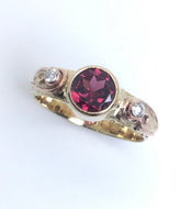 Rhodalite Garnet and Diamond Ring