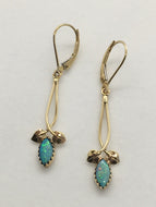 Marquis Opal 2 Leaf Dangle Earrings