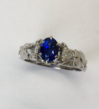 Load image into Gallery viewer, modern traditional sapphire &amp; diamond ring
