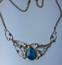 Load image into Gallery viewer, Ornate 3 Piece Crystal Opal &amp; Tanzanite Necklace
