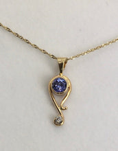 Load image into Gallery viewer, Tanzanite and Diamond Paisely Pendant
