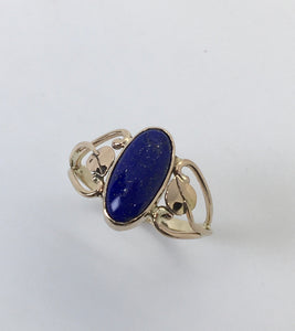 Lapis Open Heart with Leaves Ring