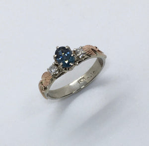 Montana Blue/Green Sapphire Ring with Rose & White Gold