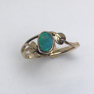 Opal Double Wave Ring with Ivy leaves