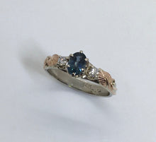 Load image into Gallery viewer, Montana Blue/Green Sapphire Ring with Rose &amp; White Gold
