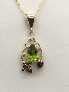 Peridot Pendant with Pink Sapphires