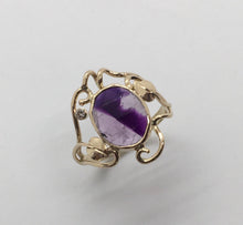Load image into Gallery viewer, unique bicolor amethyst ring with recycled diamond
