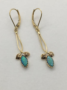 Marquis Opal 2 Leaf Dangle Earrings