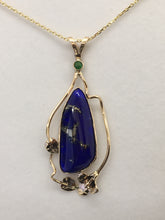 Load image into Gallery viewer, Lapis Pendant with Tsavorite Garnet and Lilly
