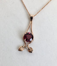 Load image into Gallery viewer, Rhodalite Garnet Pendant with Diamond and Leaves
