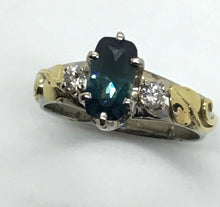 Load image into Gallery viewer, dazzling deep teal Montana sapphire ring
