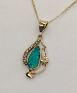 Opal and Diamond Pea Pod Pendant