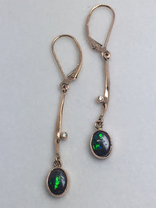 Boulder Opal Rose Gold Dangle Earrings