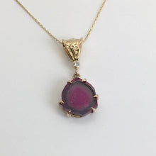 Load image into Gallery viewer, Pink Watermelon Tourmaline Slice Pendant with  Fancy Bail
