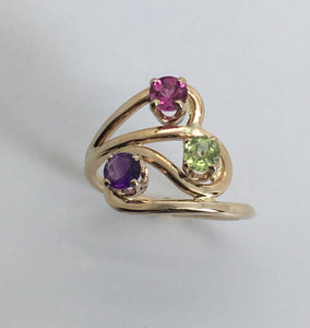 Peridot, Amethyst & Pink Tourmaline Ring