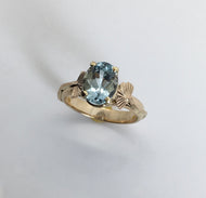Aquamarine Ginkgo Leaf Ring